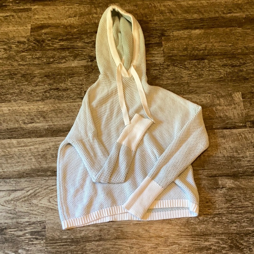 Blue and white pullover sweater